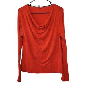 Anthropologie Dolan Orange Red Drape Neck Long Sleeve Women's Size Medium Jersey